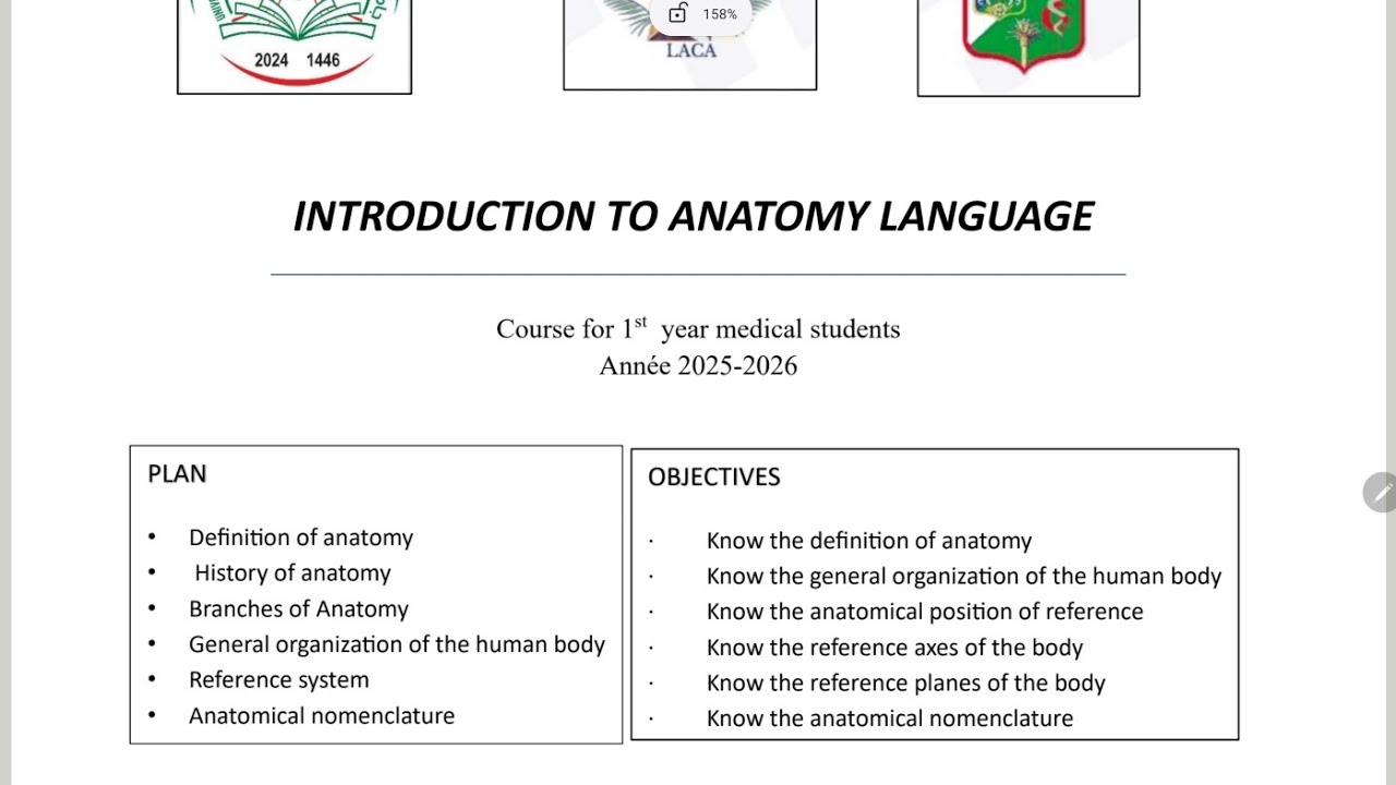 Introduction to anatomy +QCM