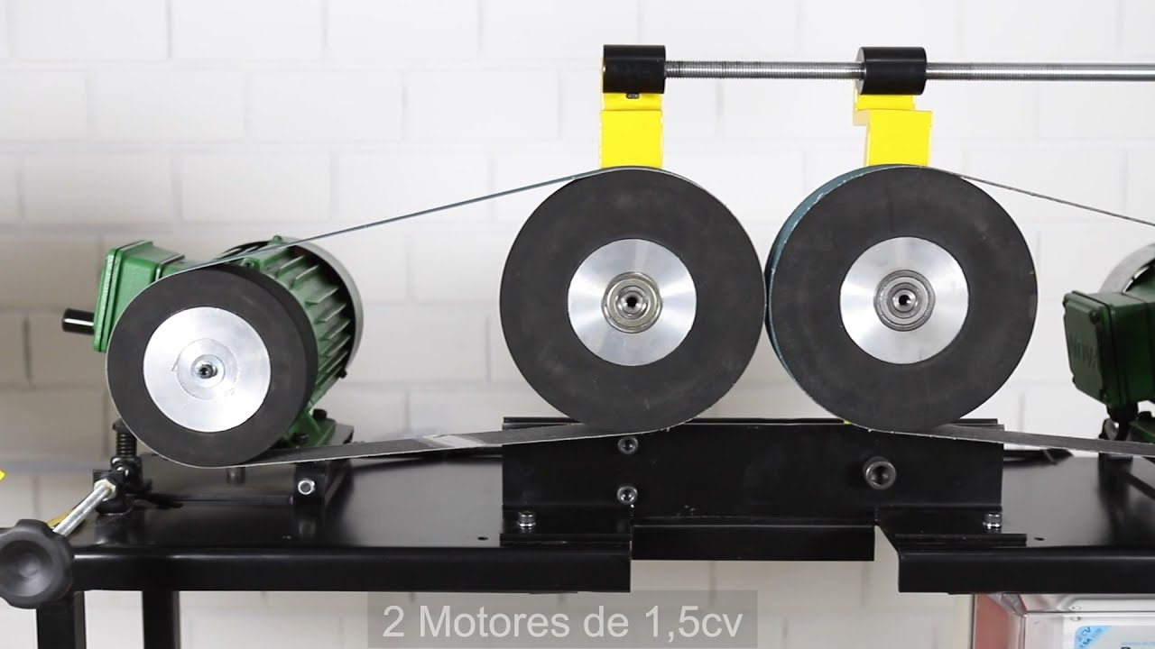 Lixadeira de cinta Duplo Hollow para Cutelaria. Double Wheel Belt Grinder.