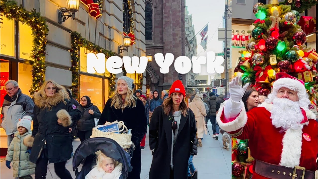 [4K]🇺🇸NYC Christmas Walk🎄✨Festive 5th Ave 2022🎅🏻Radio City to Rockefeller Tree & Plaza Hotel