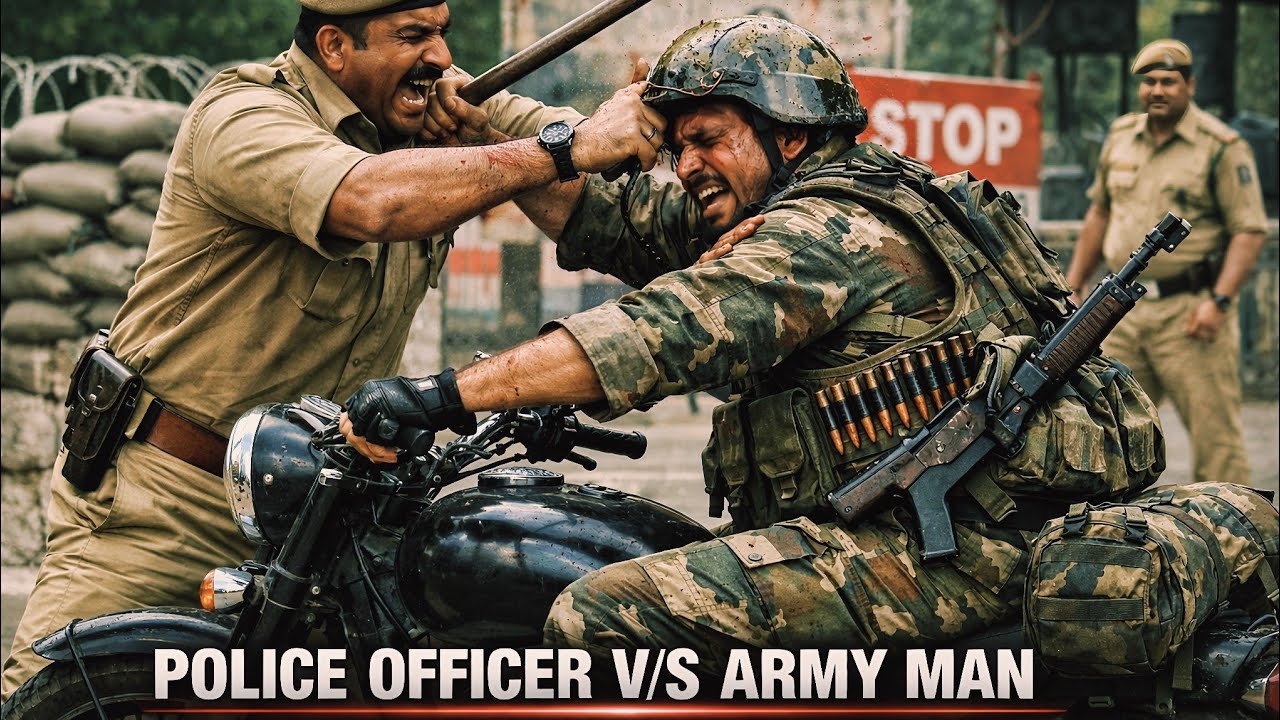 😡 Police aur Army ke beech takraav ka viral video#armyvspolice #indianarmy #police #comedy #trending