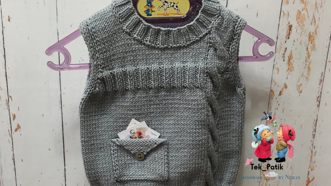 Bisiklet Yaka Bebek Süveter / Zarf Cepli Süveter Yapılışı