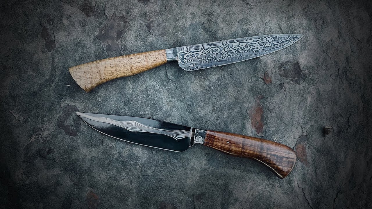 Two Blades, One Billet. Low Layer Damascus Knives Are Forged.