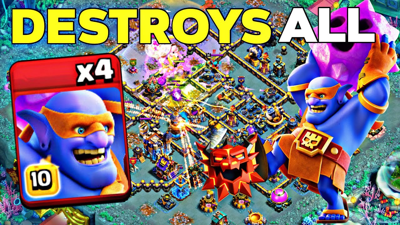 #1 SMASH ARMY! TH18 Super Bowler Smash Crushes TOP Legends Bases! Clash of Clans