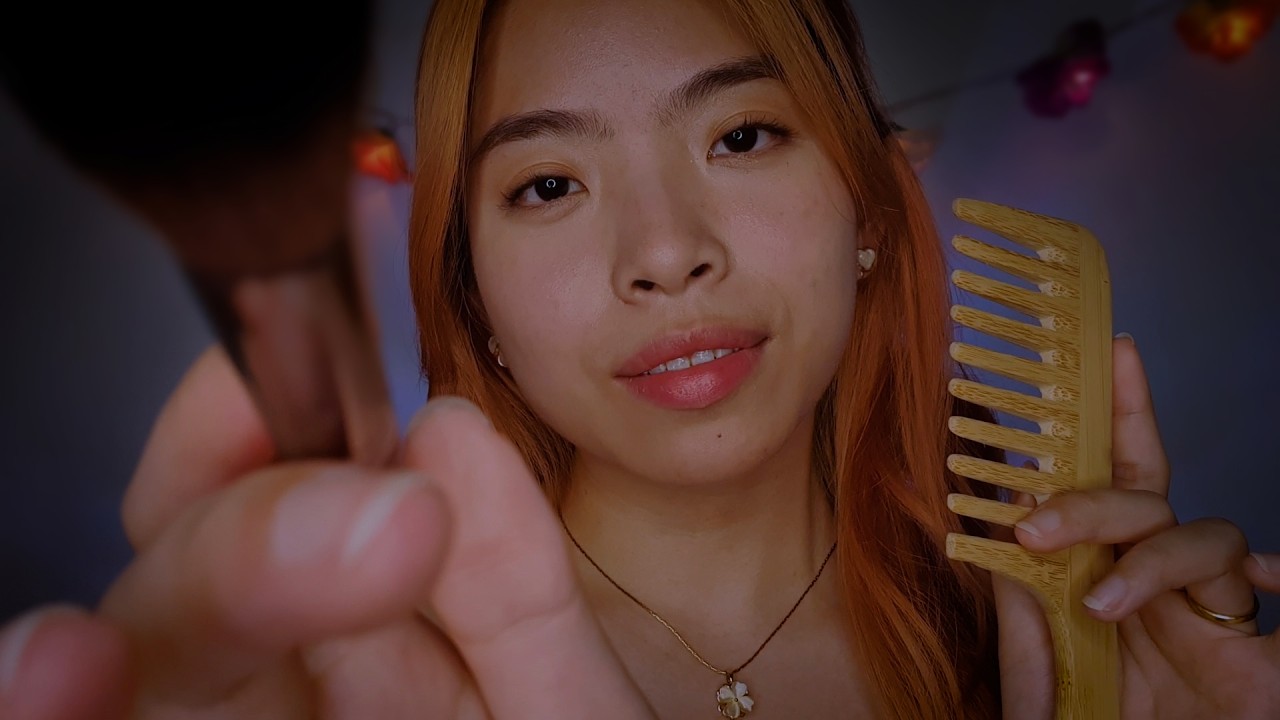 ASMR Gentle Hair & Scalp Attention 💆‍♀️ Wooden Brushing, Parting & Massage for Sleep