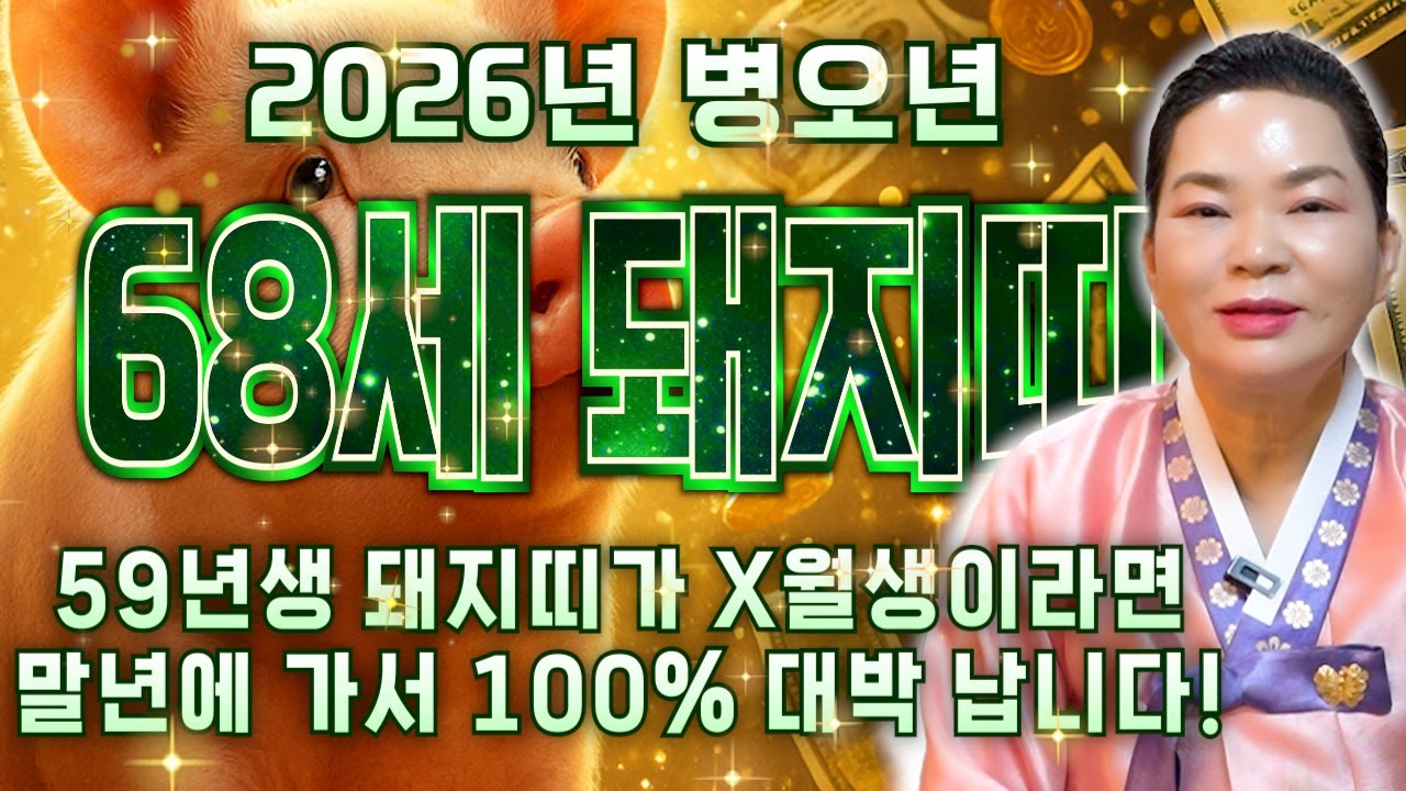 [2026년 1959년생 68세 돼지띠운세] 내가 1959년생 돼지띠라면 말년에 가서 이렇게됩니다! 59년생 돼지띠의 운명과 말년 운세 / 2026년 병오년 68세 돼지띠 신년운세