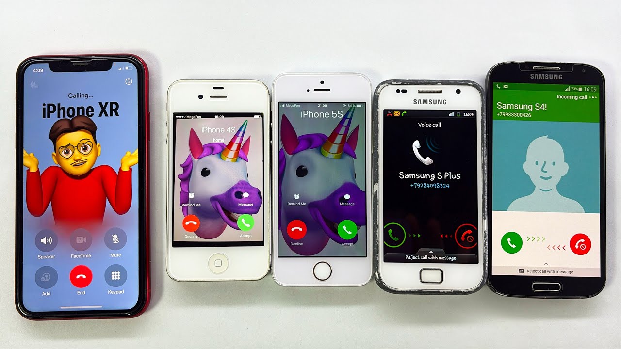 Incoming + Outgoing Call iPhone XR, iPhone 5S, iPhone 4S, Samsung S Plus, Samsung Galaxy S4 