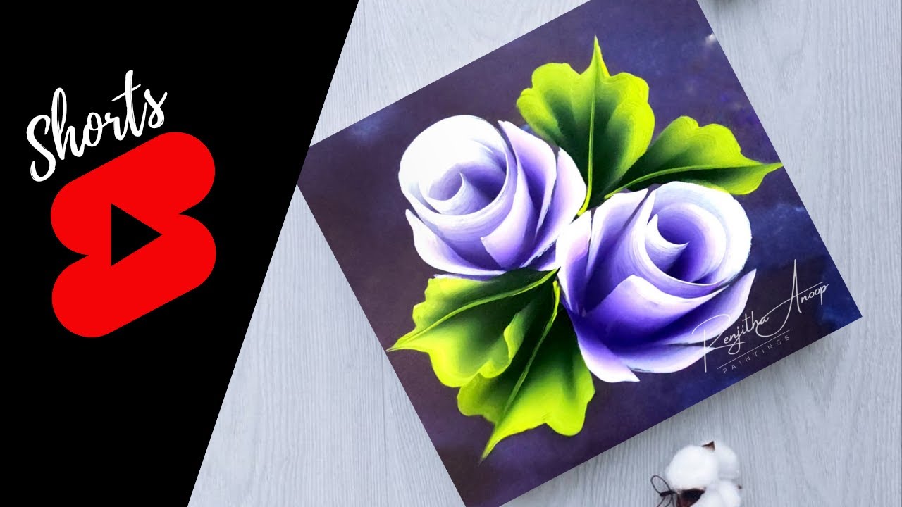 Painting Purple Flower Rose 🌹 || Acrylic Painting Flowers 