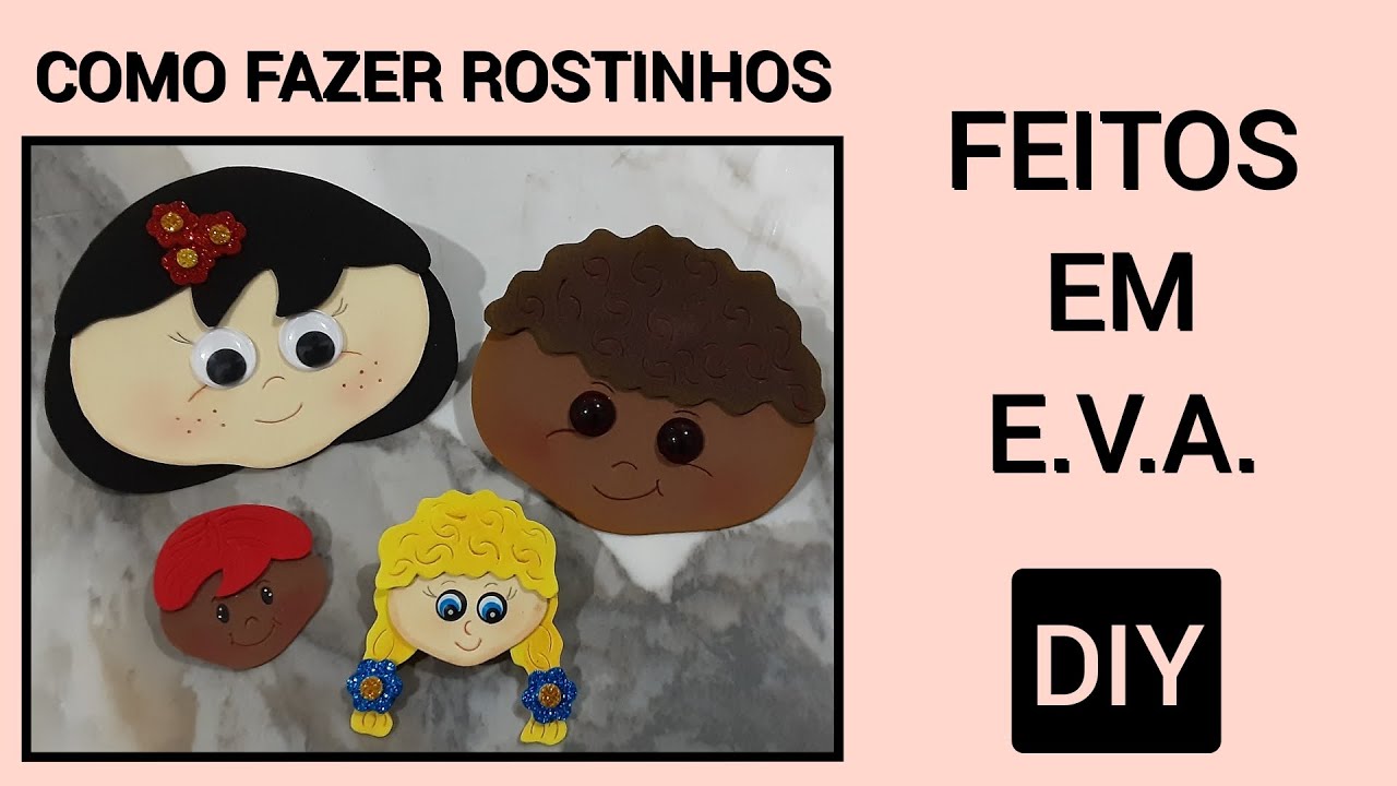Aprenda como fazer rostinhos em E.V.A. Apliques de rostinhos. Usando l&aacute;pis de cor e giz pastel.