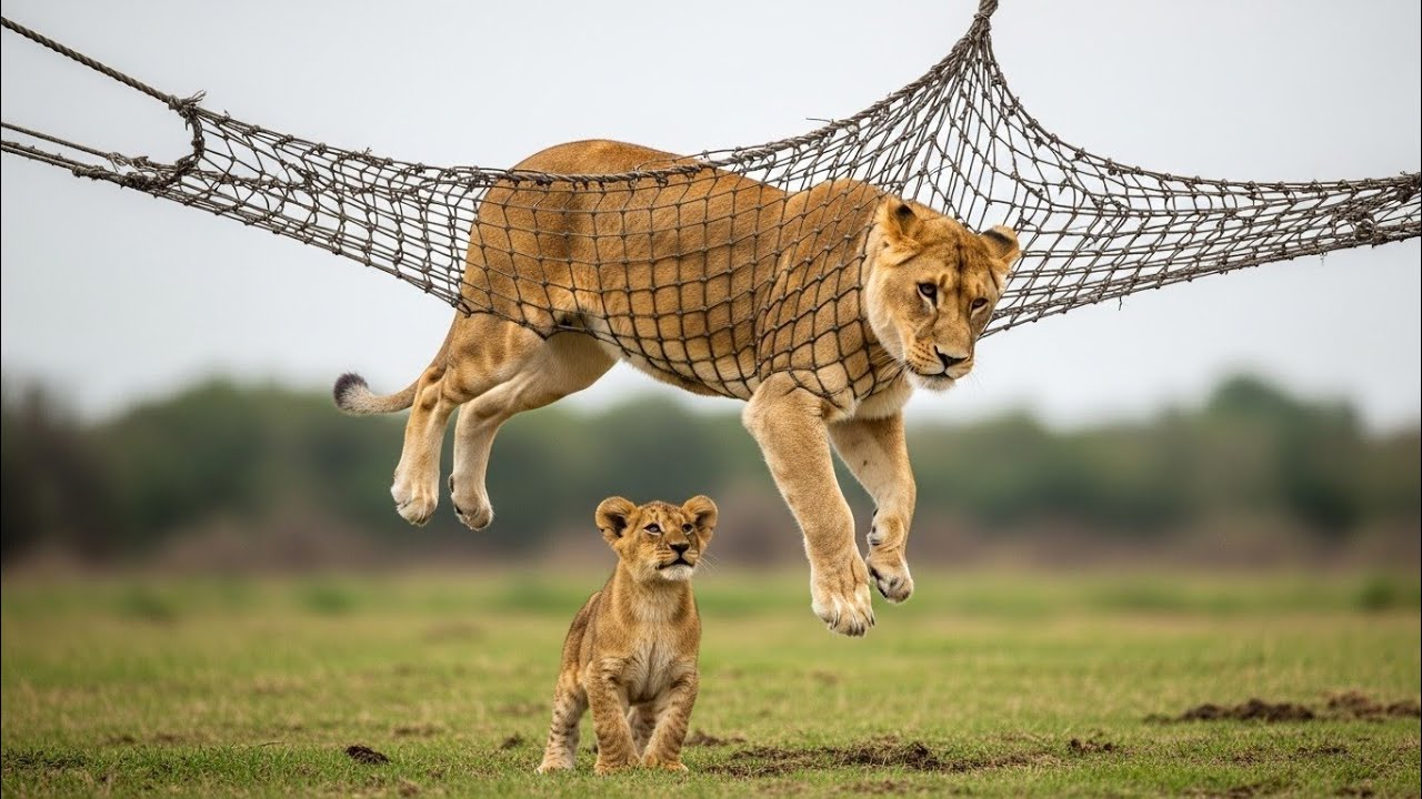 He Refused to Leave Her! Brave Lion Cub Saves Trapped Mom 😭🦁 #animel rescue 