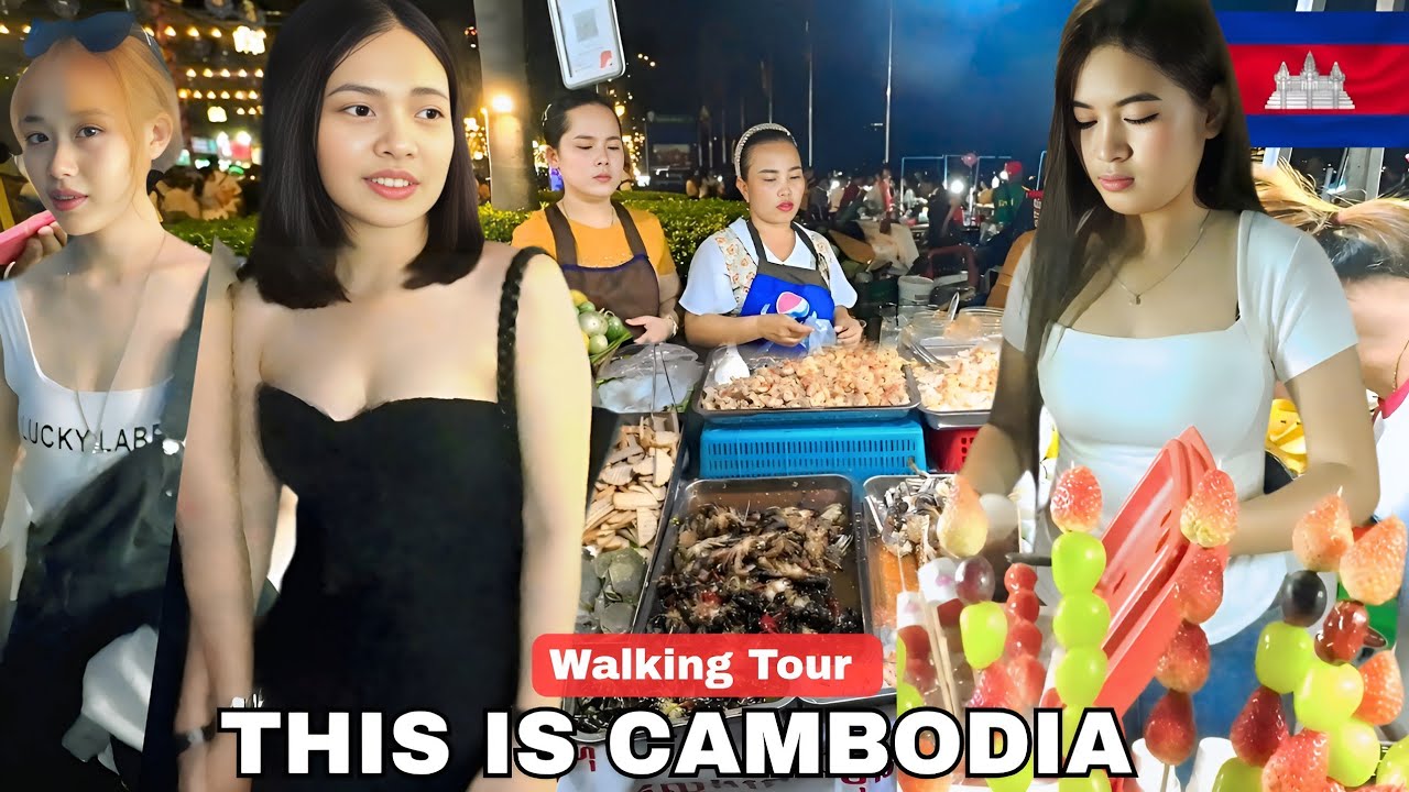 Cambodia Street Food & City Life | Amazing Phnom Penh Walking Tour | Night Life Street Food Paradise