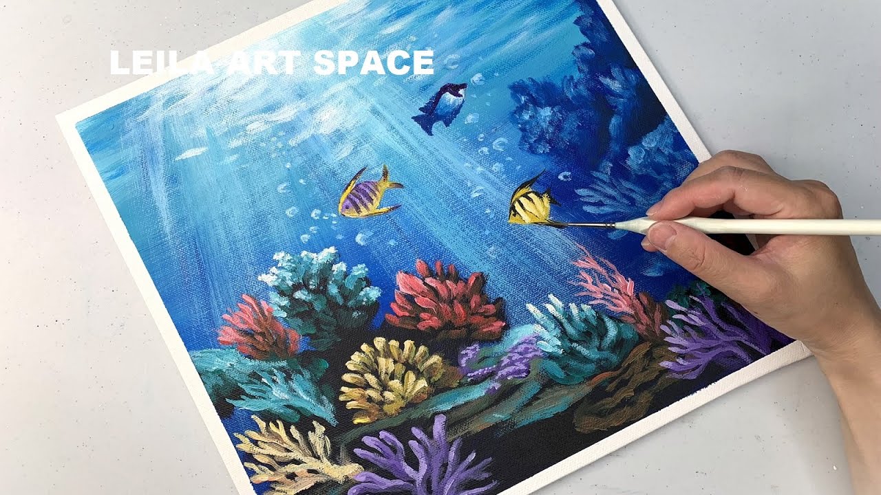 How to Paint Underwater Scenes Acrylic,Under The Sea Acrylic Painting