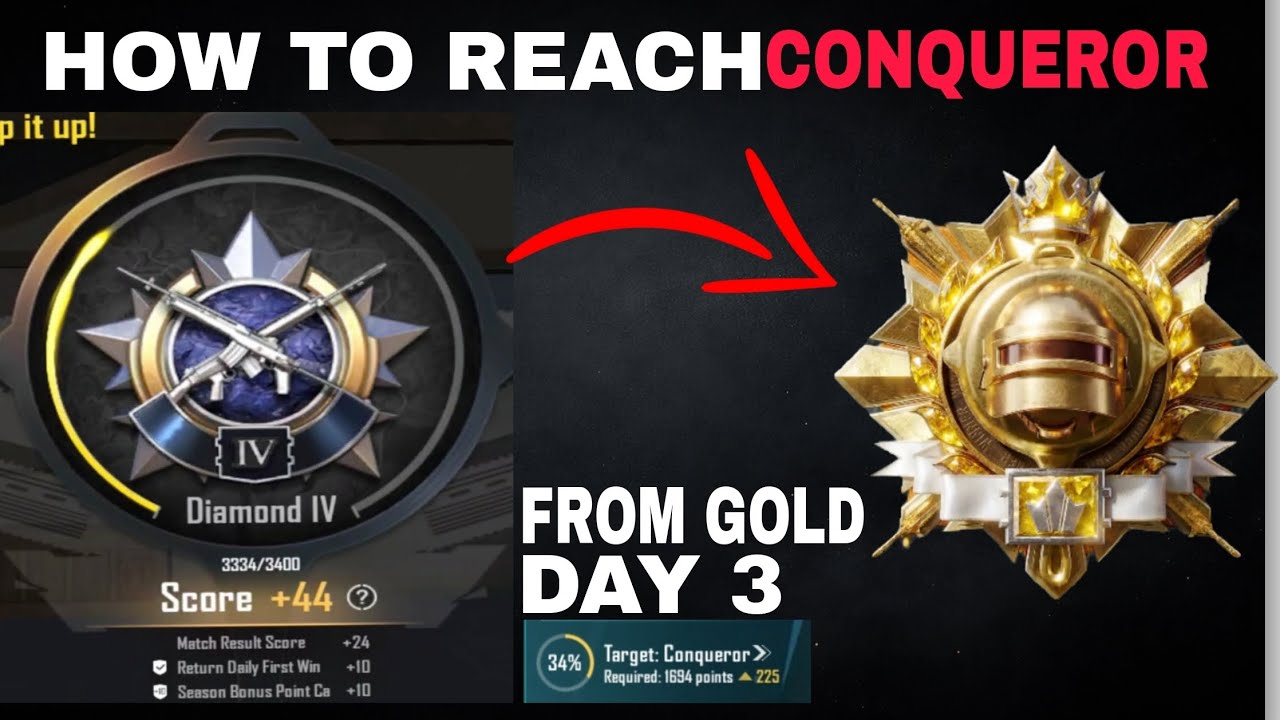 How to Reach Conqueror from Gold | Day 3 🔥Gold to Conqueror Rank Push | BGMI
