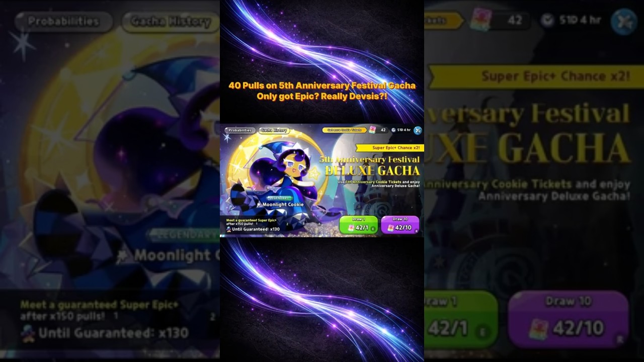 40 Pulls on 5th Anniversary Festival Gacha, Only Got Epic?! #cookierunkingdom #cookierun #crk