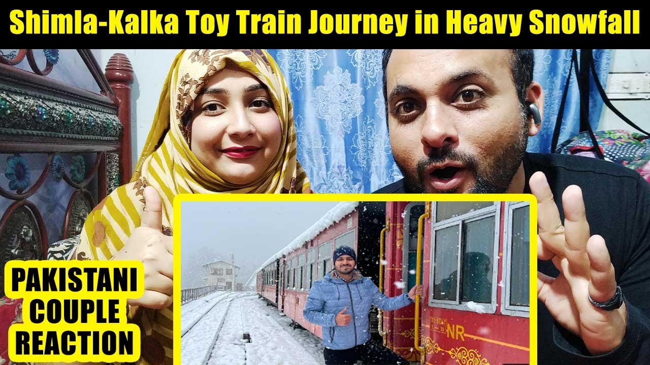 Shimla-Kalka Toy Train Journey in Heavy Snowfall 🌨| Pakistani Couple Reaction | Sana & Shan Reaction