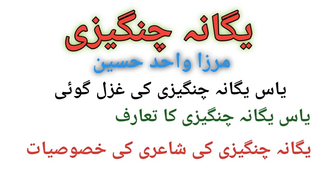 Yas yagana Changezi ki Halat e Zindagi Or Kalam ki Khasusiyaat Book Jadeed Adab M.A PART 2