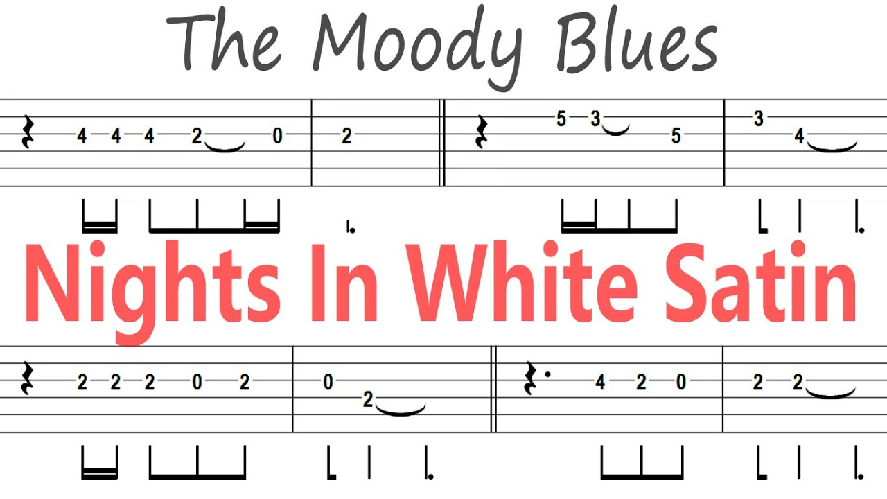 The Moody Blues - Nights In White Satin / Guitar Solo Tab+BackingTrack