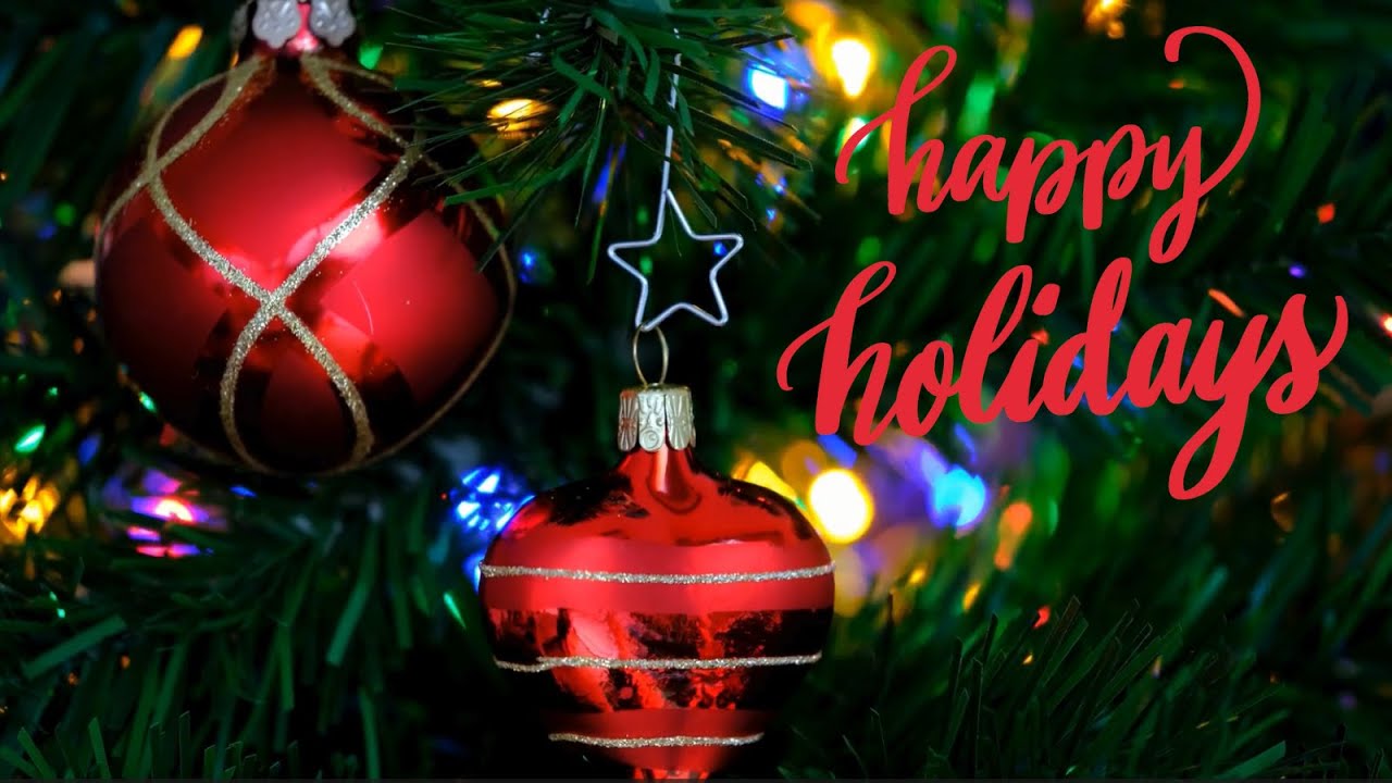 Festive Christmas Tree Ornaments Background, Colorful Holiday Lights Screensaver, VJ Loop, No Audio