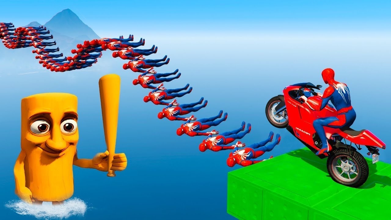 SPIDER MAN against TUNG TUNG TUNG SAHUR on Motorcycle in RAINBOW SPIDERS BRIDGE GTA MULTIVERSE