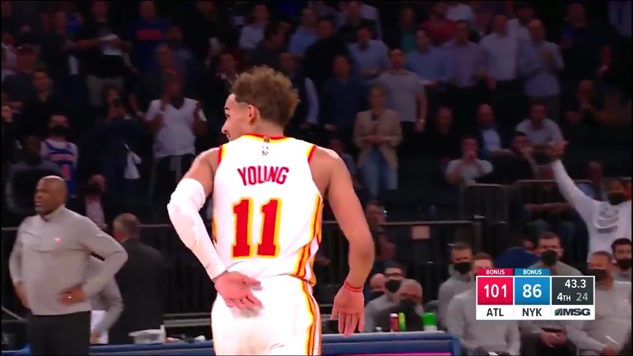 Trae Young ENDS Knicks Season with deep three and takes a bow