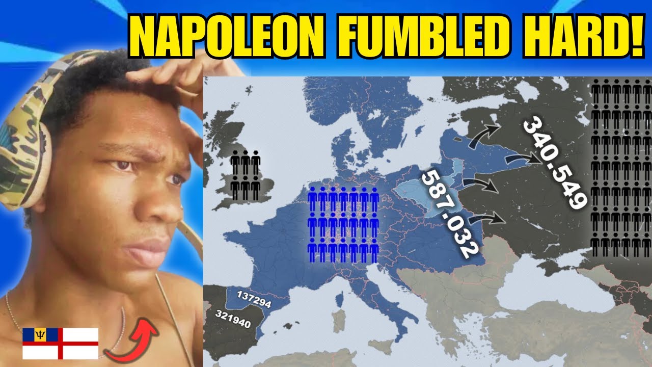 british caribbean guy reacts to Napoleonic Wars Every Day with Army Sizes reaction italian mapper