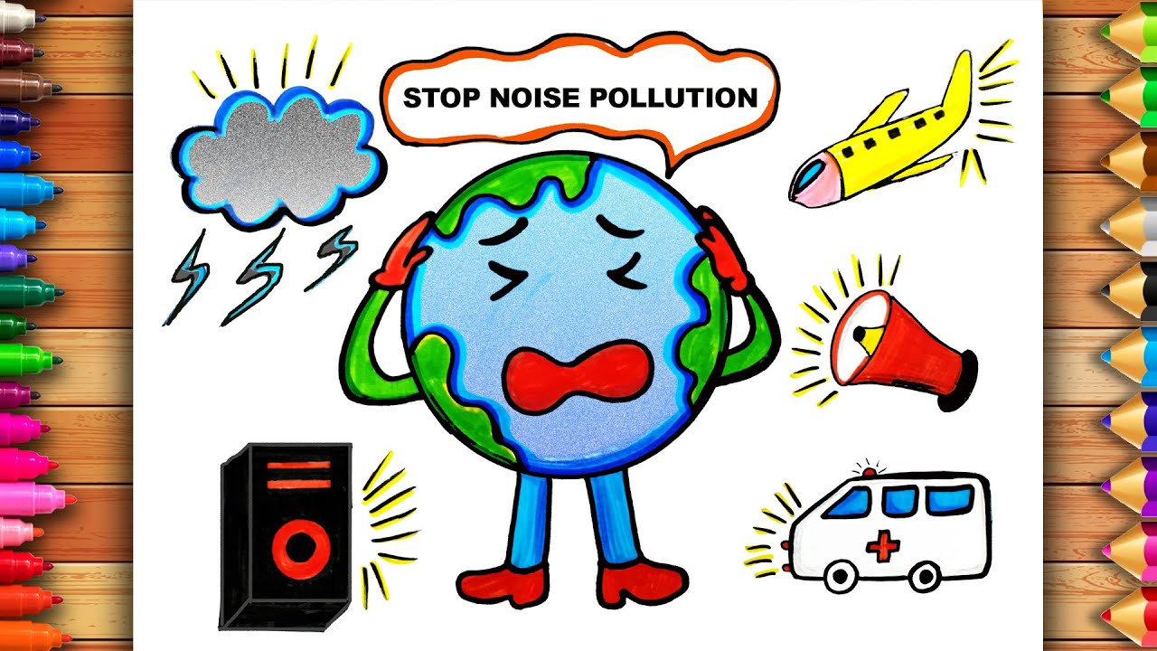 Stop Noise Pollution Drawing | Noise Pollution Poster | National Pollution Control Day Drawing