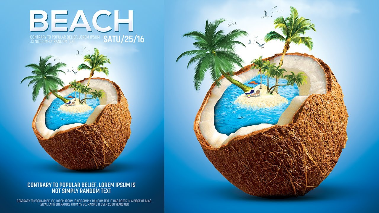 How to Create a Creative Poster (Beach Party) | Photoshop Tutorials