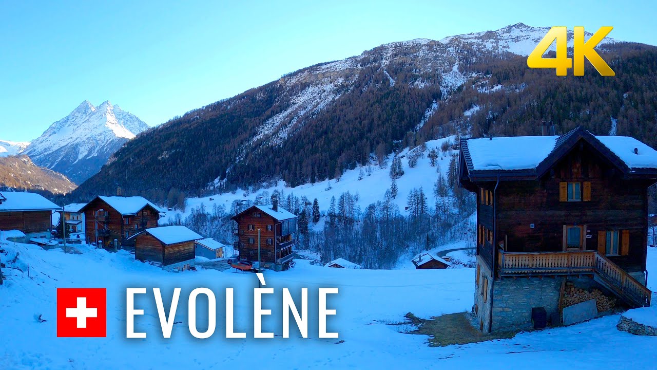 Evolène, beautiful village with interesting wooden or terracotta houses 🇨🇭 Switzerland 4K