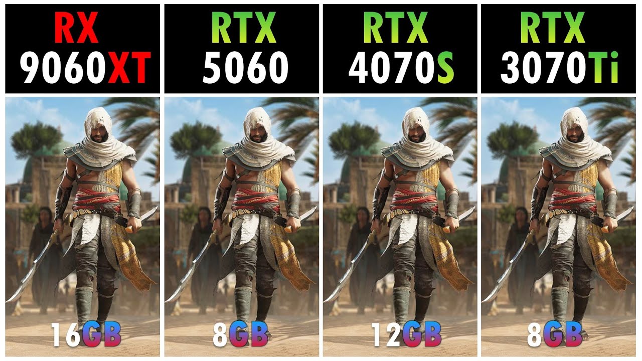 RX 9060 XT vs RTX 5060 vs RTX 4070 Super vs RTX 3070 Ti - Test in 20 Games