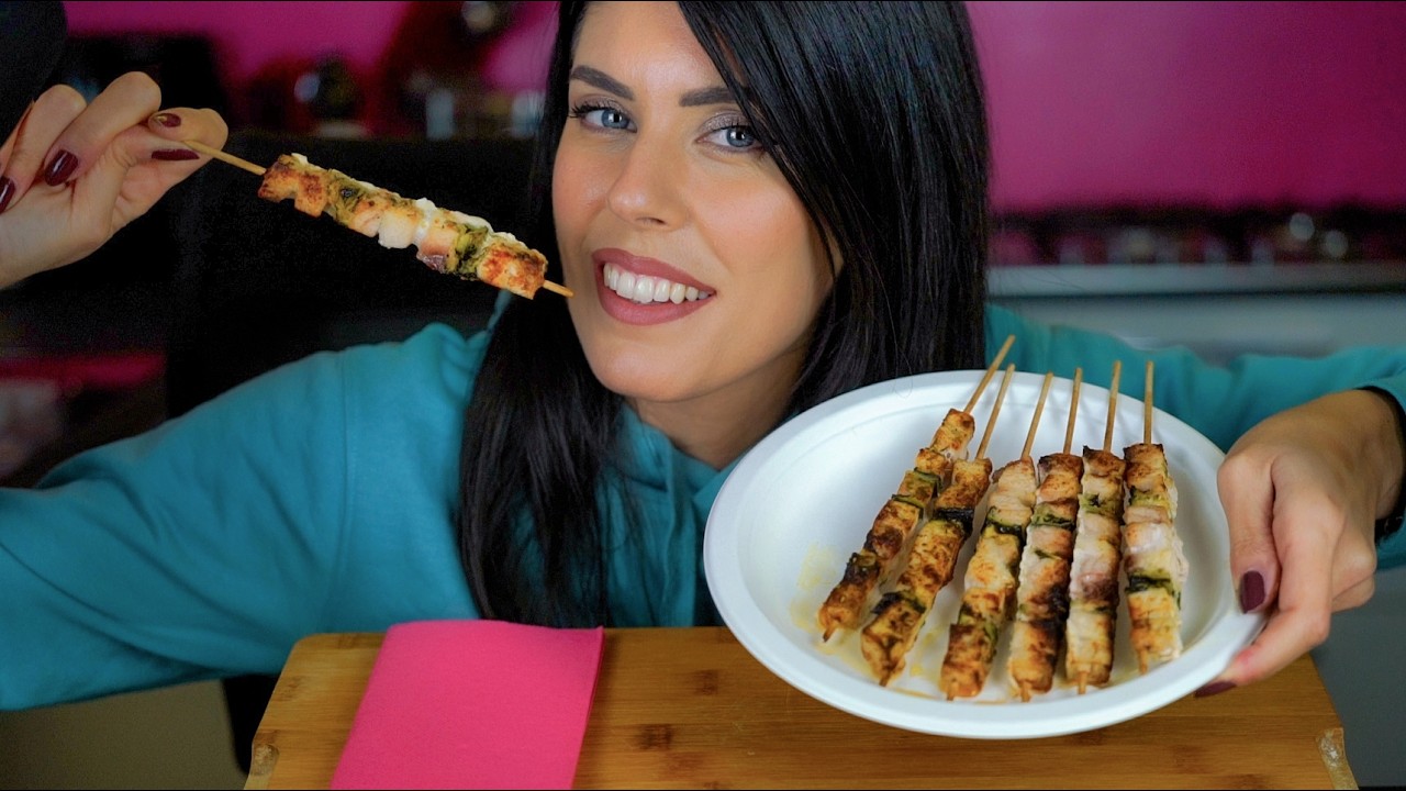 ASMR 🍢 Spiedini pesce spada e zucchine MUKBANG (Eating Sounds e Whispering)