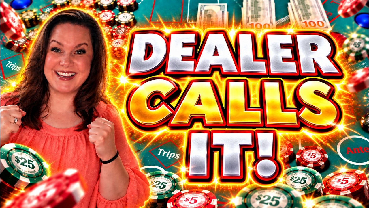 ULTIMATE TEXAS HOLD 'EM in LAS VEGAS! DEALER CALLS IT!! (UTH)
