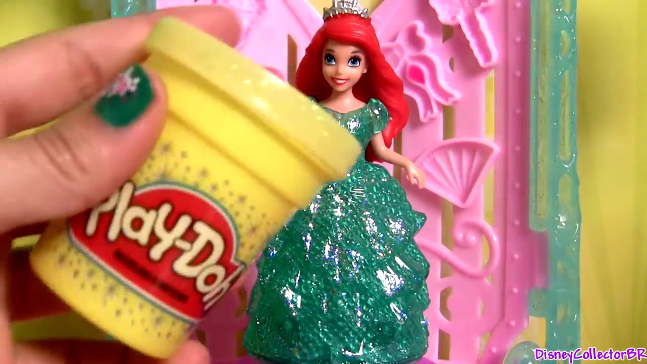 Play Doh Sparkle Princess Ariel Elsa Anna Disney Frozen MagiClip Glitter Glider Dolls