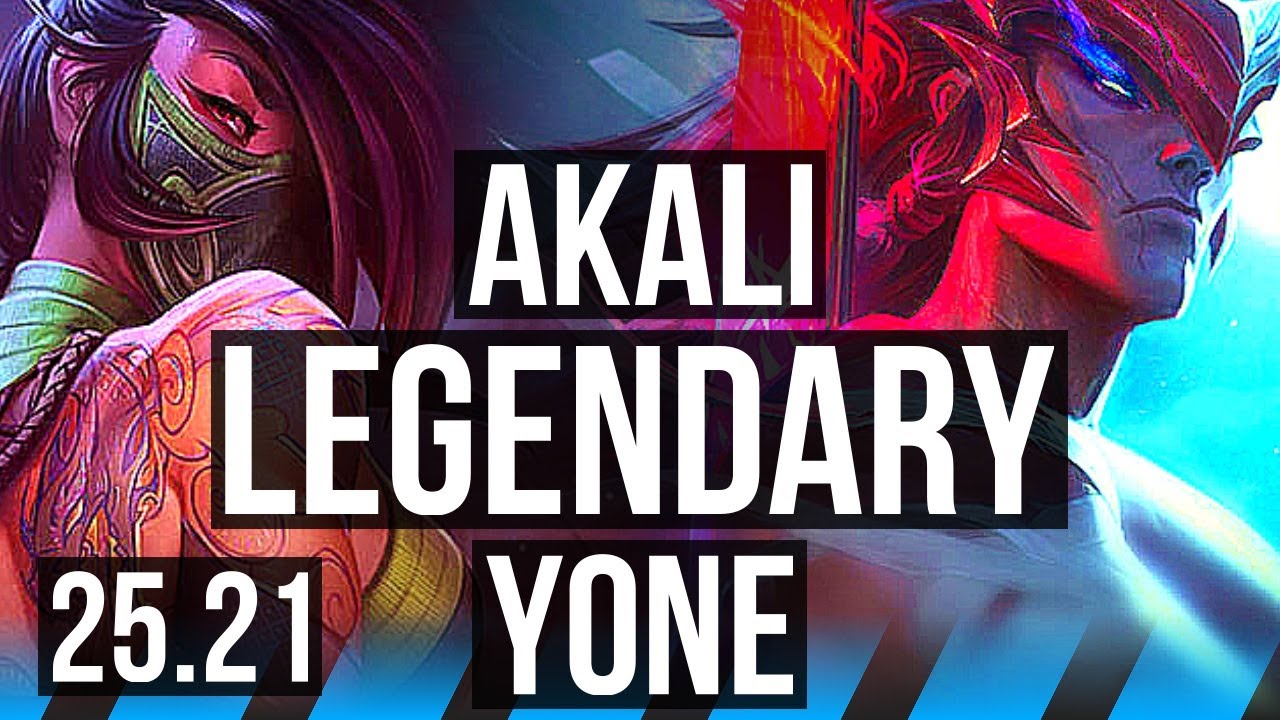 AKALI vs YONE (MID) | Legendary, 6 solo kills, 15/4/9, 41k DMG | KR Diamond | 25.21