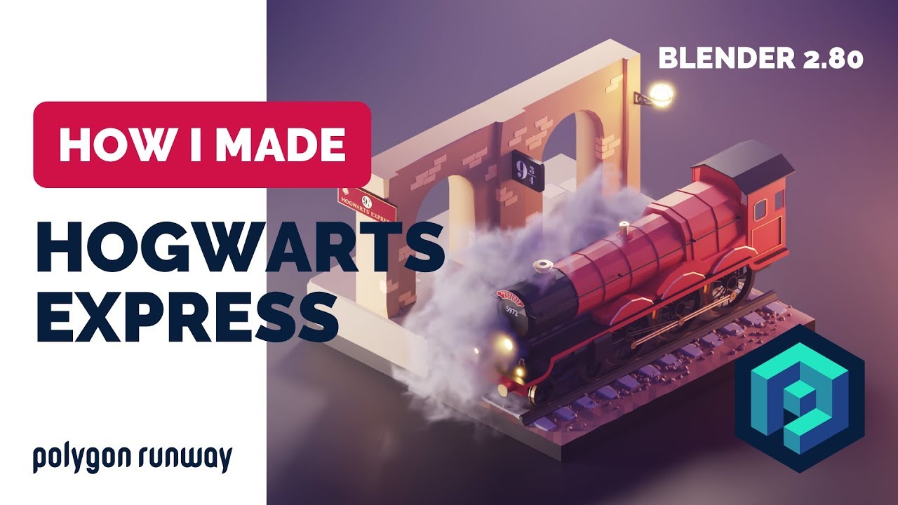 Hogwarts Express in Blender 2.8 - Low Poly 3D Modeling Timelapse Tutorial