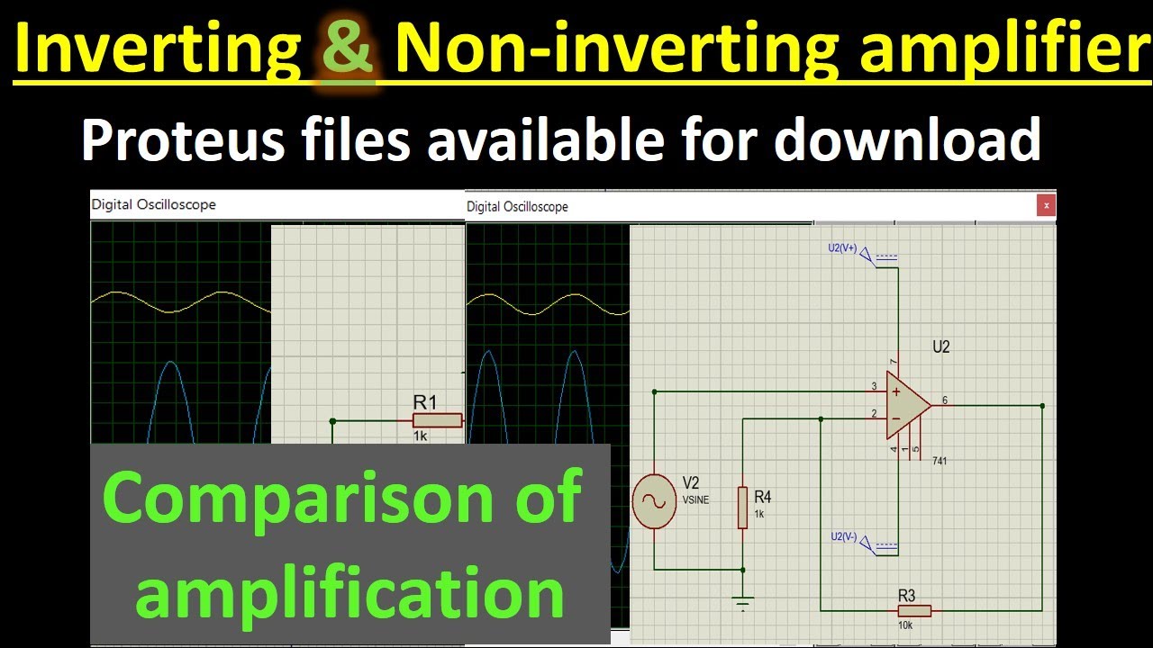 Inverting Vs Non-inverting amplifier Comparison | Circuit and output waveform