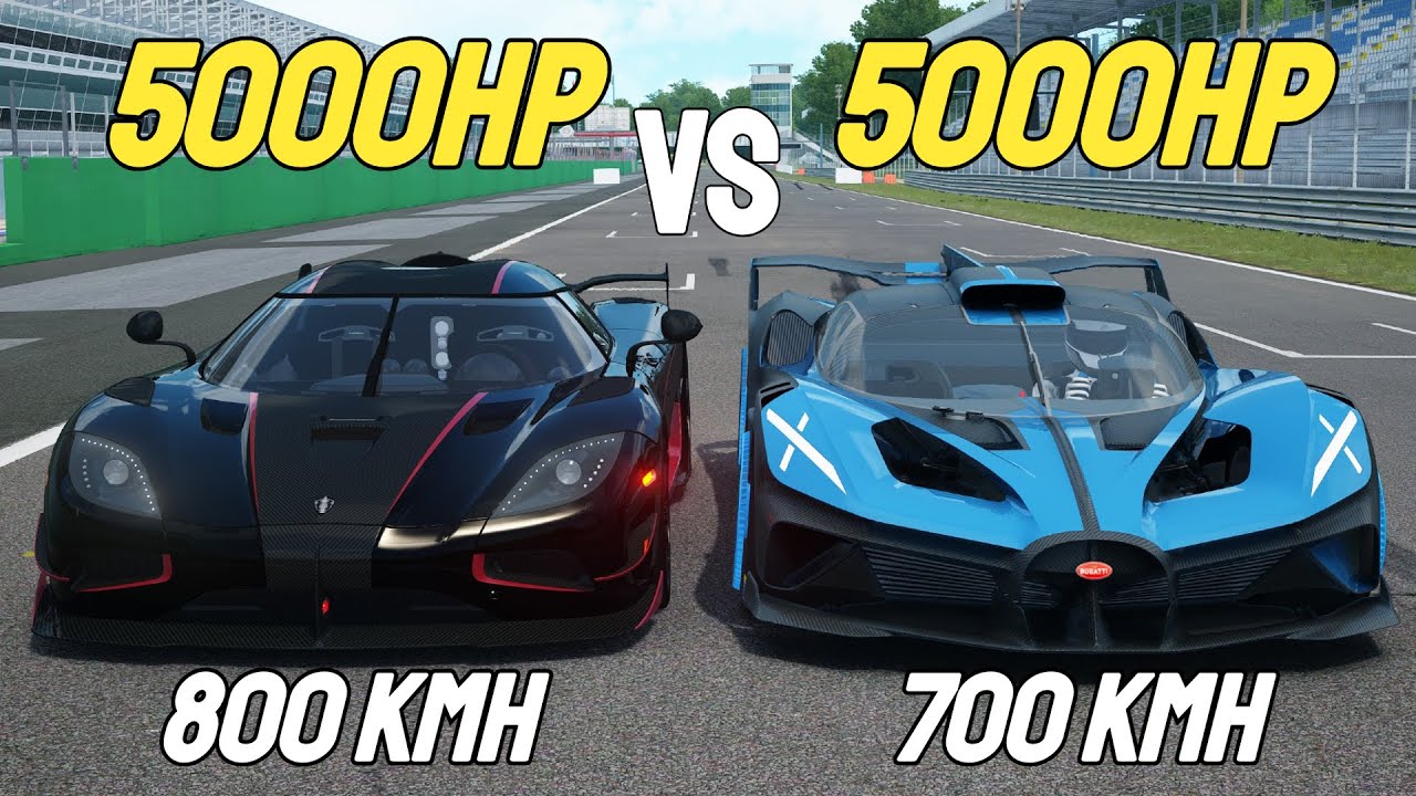 5000HP Bugatti Bolide vs 5000HP Koenigsegg Agera RSR GT RACE