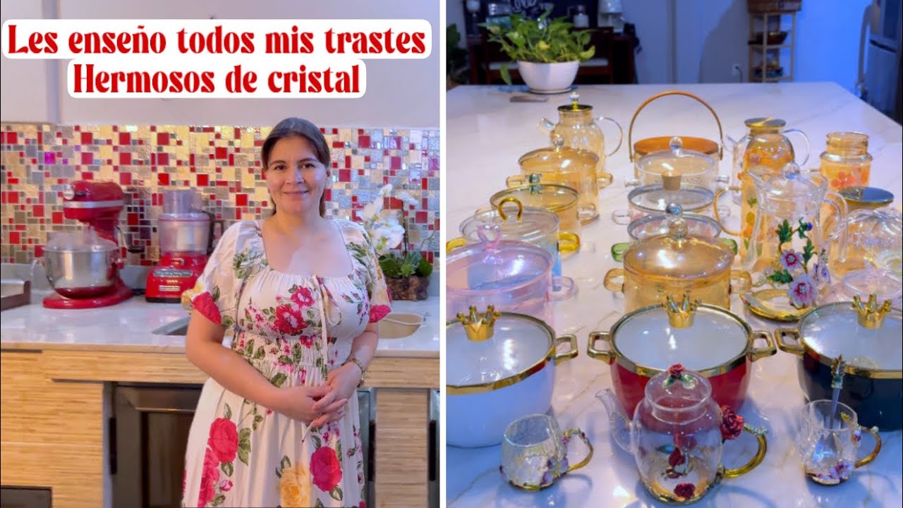 Mi Cocina de lujo|Les enseño todos mis trastes Hermosos de cristal| Donde los compré? 