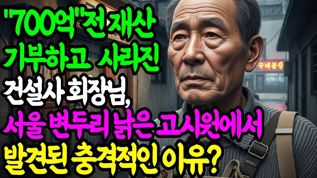 700억 기부하고 고시원 총무로 들어간 회장님, 