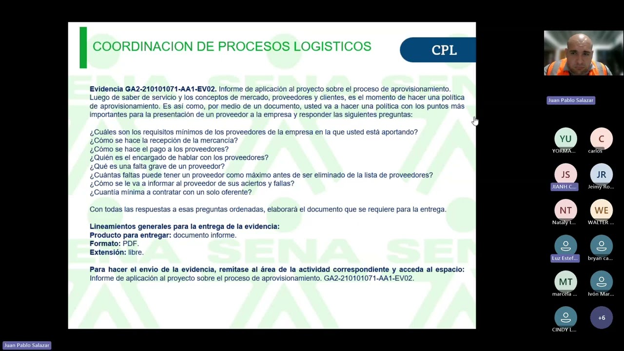 Sesión en linea  Seguimiento GA2 210101071 AA1 C  PROCESOS LOGISTICOS (3336487)(3336488)