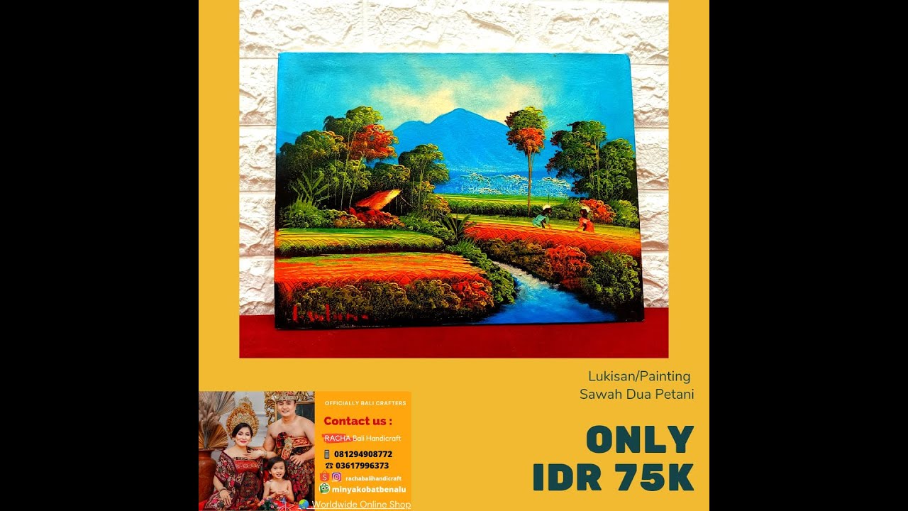 Lukisan &ldquo; Sawah Dua Petani&ldquo;Ukuran 30 x 40 cm? edia kanvas 🎨Racha Bali Handicraft