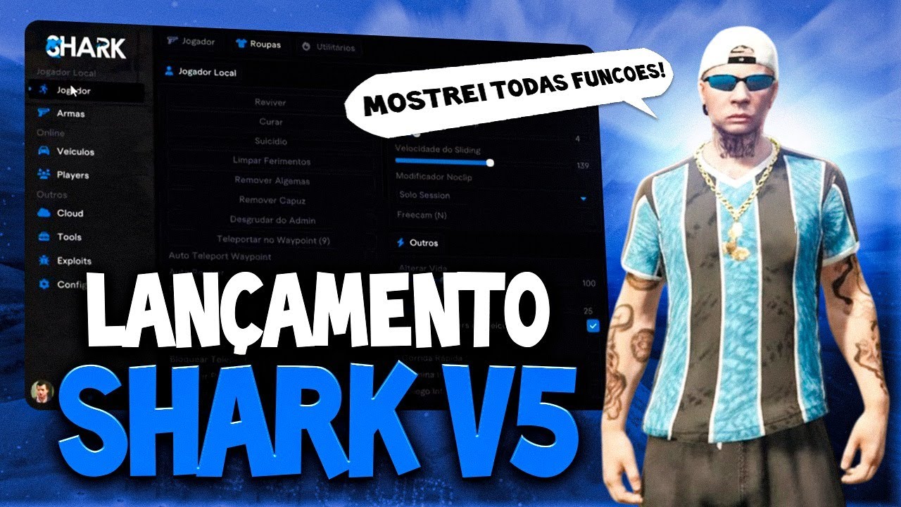 MOSTREI TODAS FUNÇÕES DO SHARK MENU V5!!! (mod menu, fivem, hack)