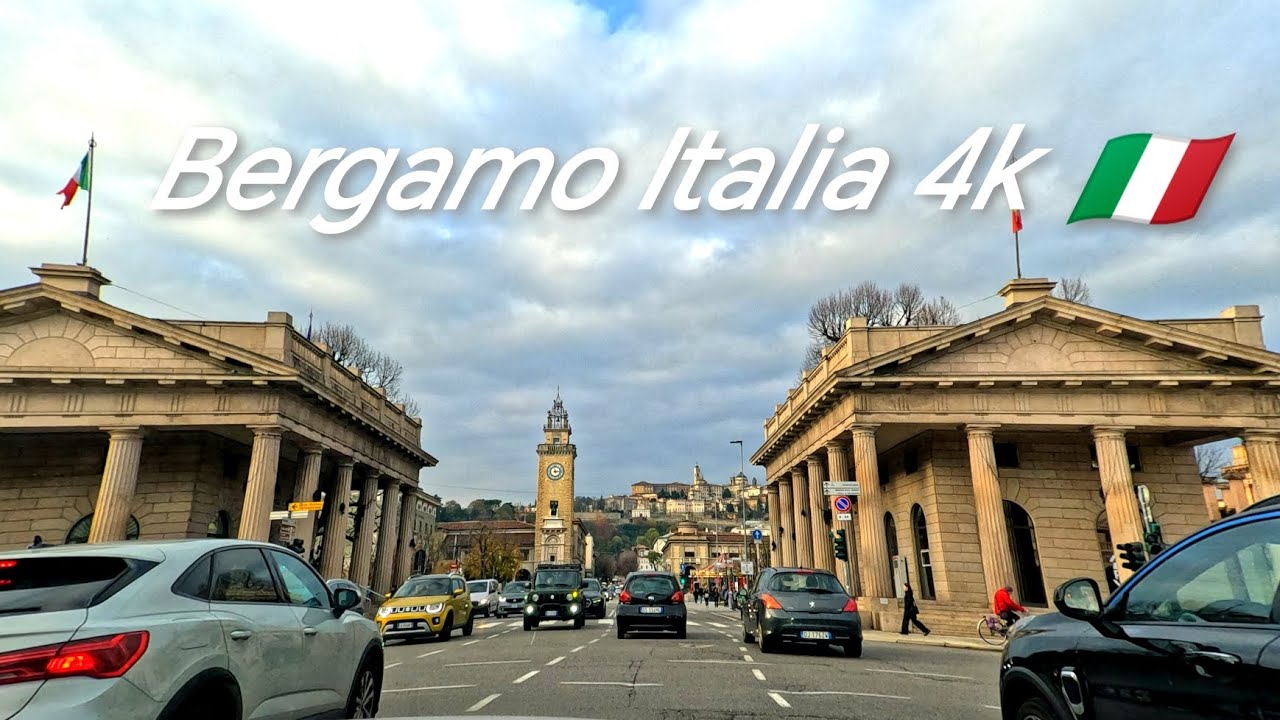 🚘Bergamo, Italia en 4k con cámara nueva🎥🏙️🇮🇹
