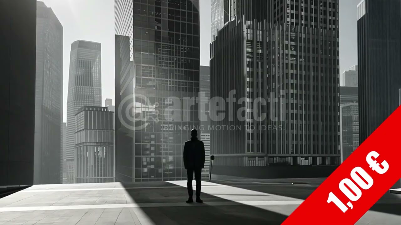 Monochrome High-Contrast Skyscraper Plaza HD Stock Footage
