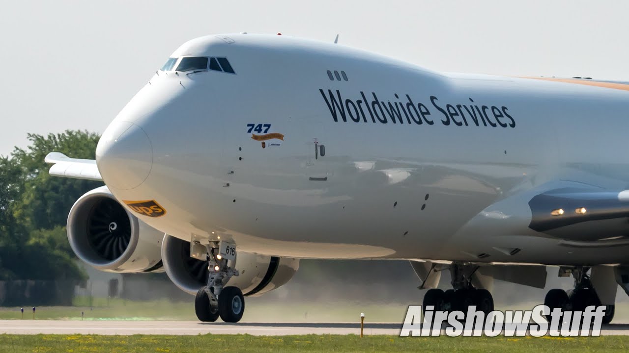 UPS 747-8F Arrival, Display, and Departure - EAA AirVenture Oshkosh 2019
