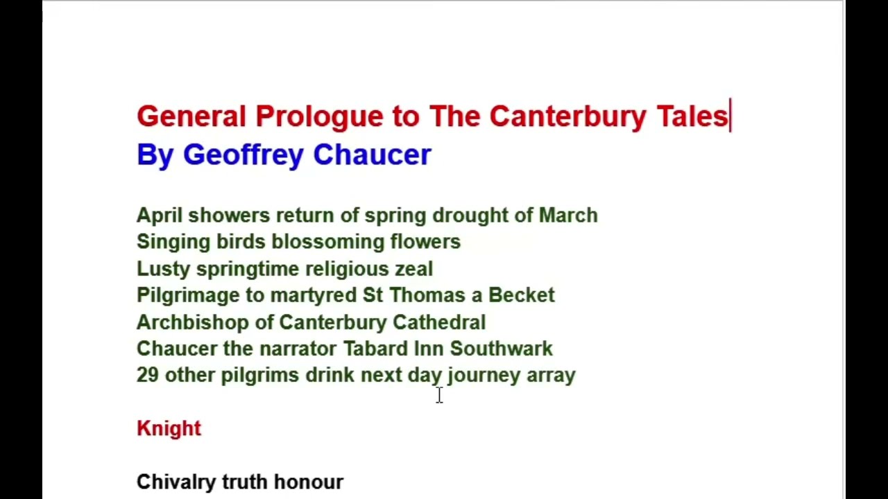 General Prologue | The Canterbury Tales by Geoffrey Chaucer | Hindi Summary