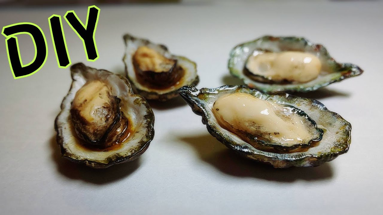 【粘土】生牡蠣と焼き牡蠣作ってみたよ【フェイクフード】I made oysters from clay.