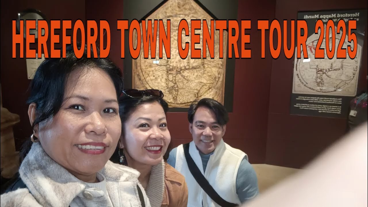 HEREFORD : TOWN CENTRE, CATHEDRAL, MAPPA MUNDI & CHAINED LIBRARY MUSEUM AND COURTYARD.