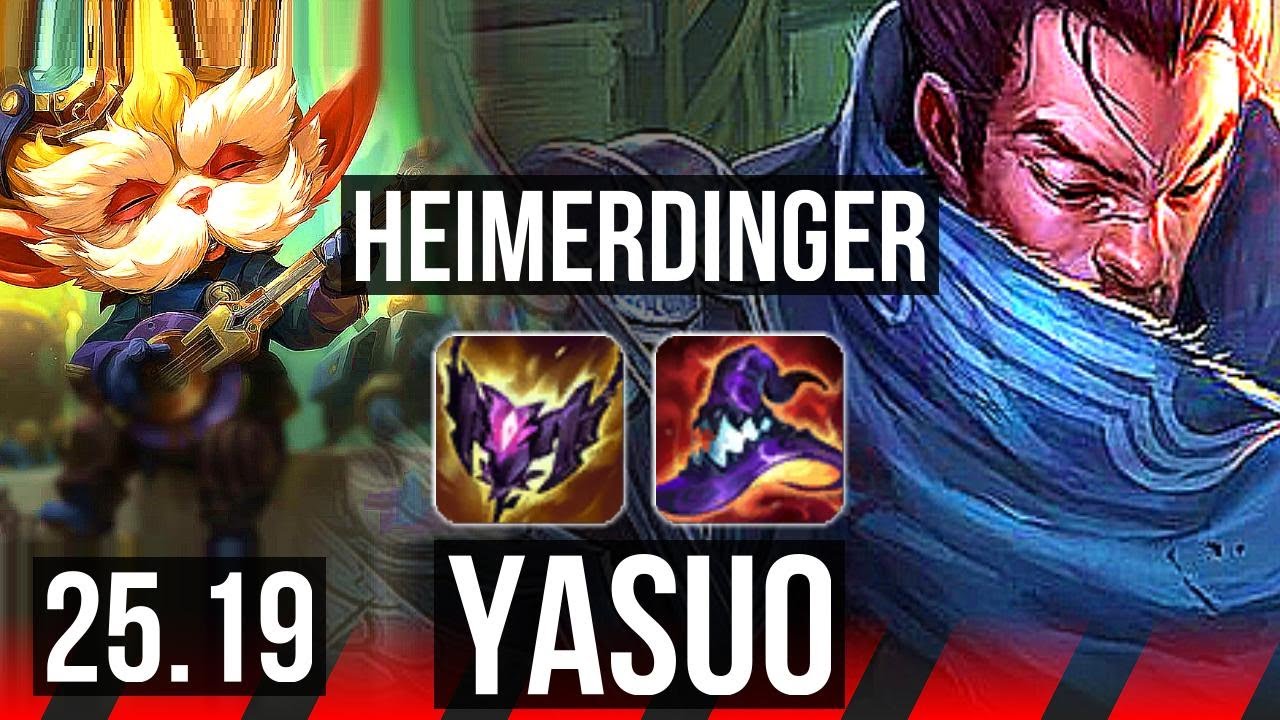 HEIMERDINGER vs YASUO (TOP) | 6 solo kills, Rank 8 Heimer, Godlike | NA Master | 25.19