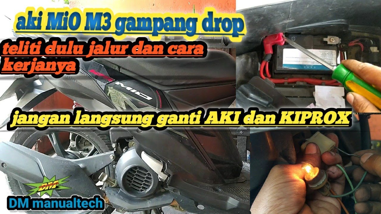 Cara tes pengisian aki mio M3.. mio M3 mogok kode mil 46.