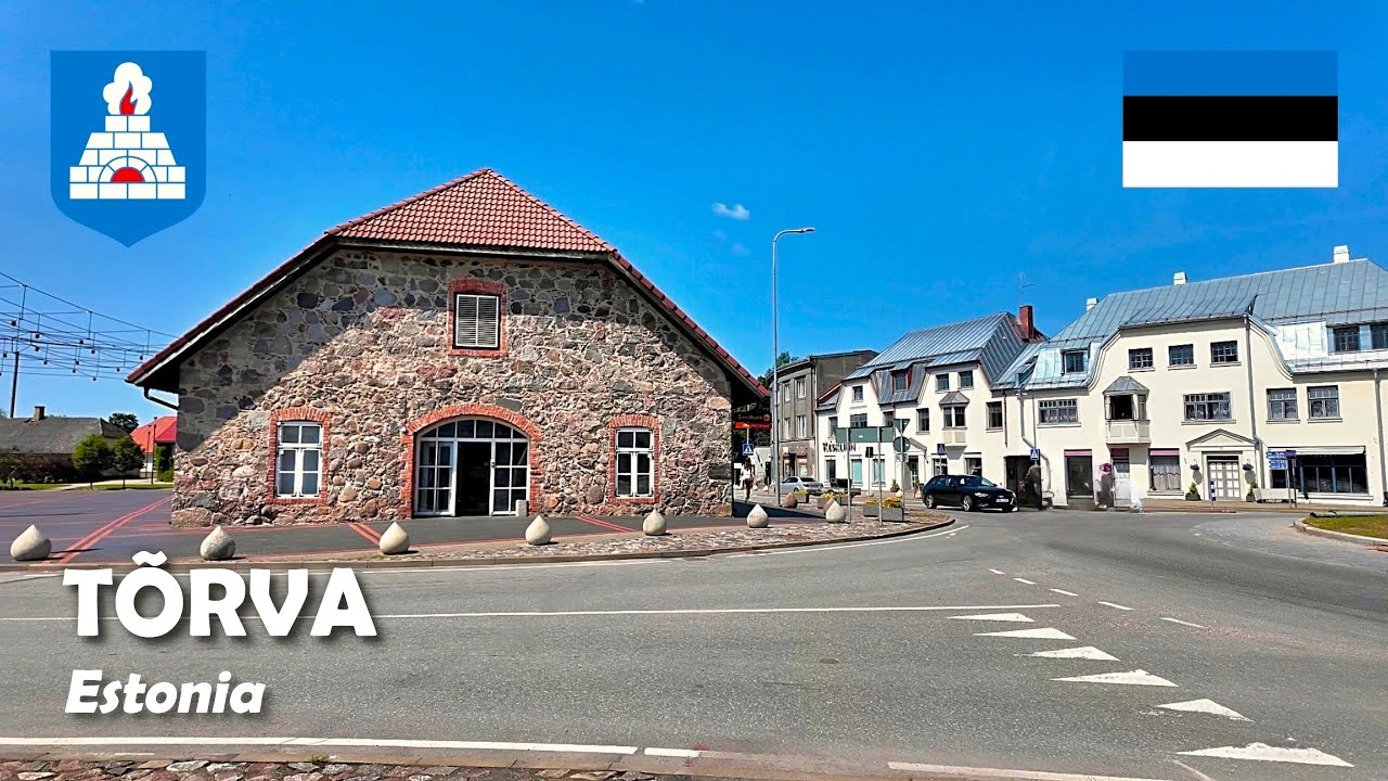 T&otilde;rva, Estonia. A walking tour in a small town. 4K