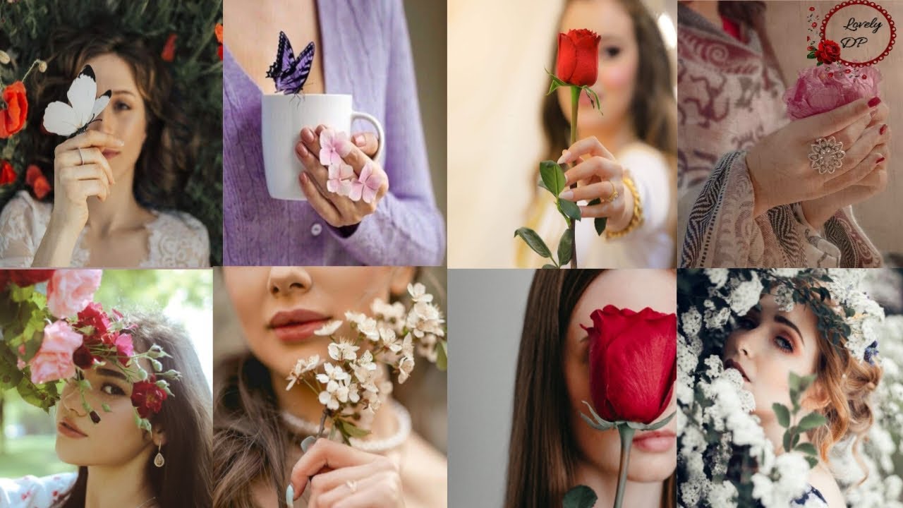 beautiful girls hidden face dpz with flowers /girls photography ideas with flowers